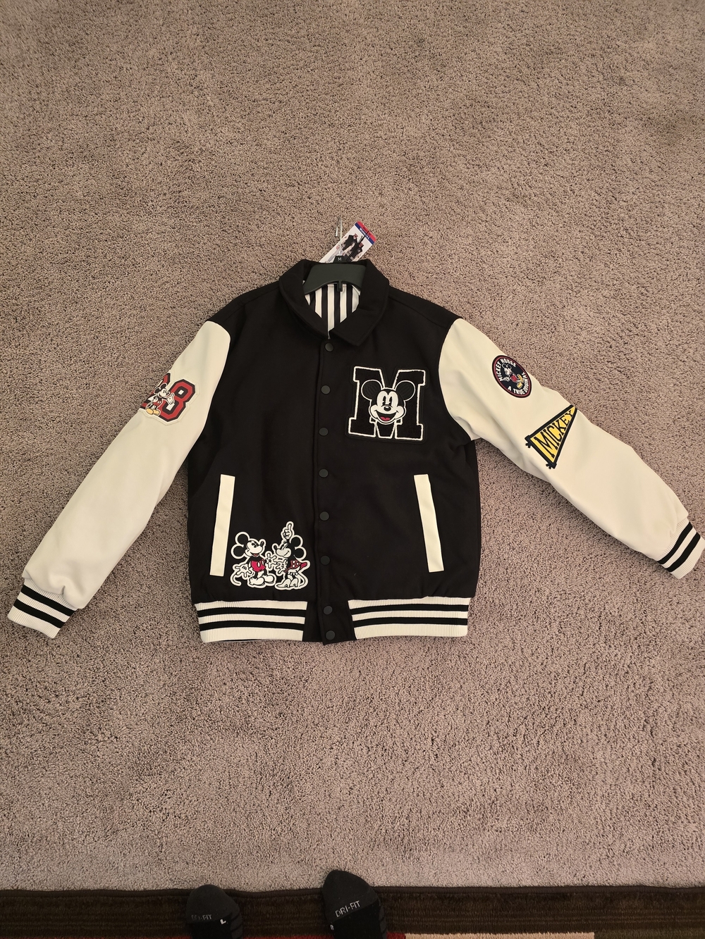 Disney Mickey Mouse Black & White Varsity Jacket for Kids